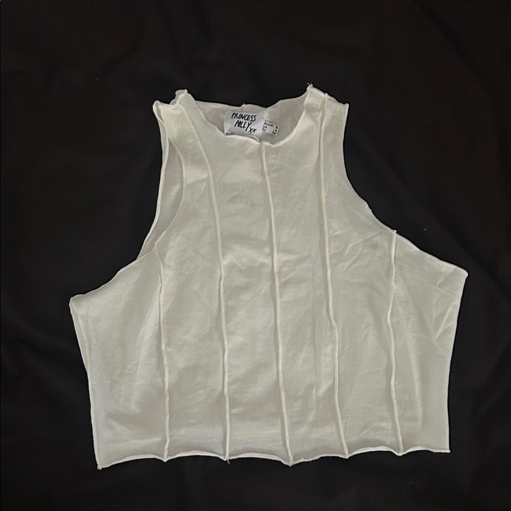 Princess Polly White Textured Crop Top